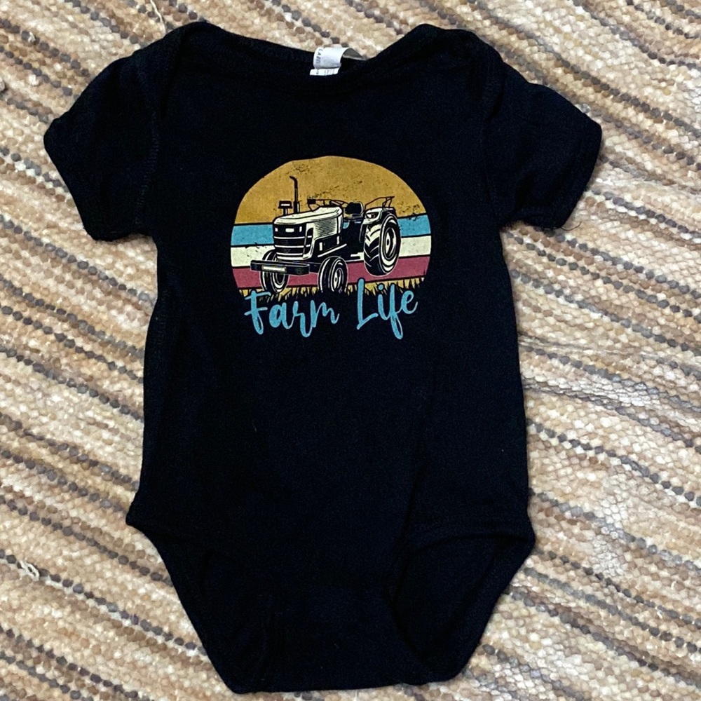 Rabbit Skins Farm Life Tractor Baby Boy Onesie 12 Months